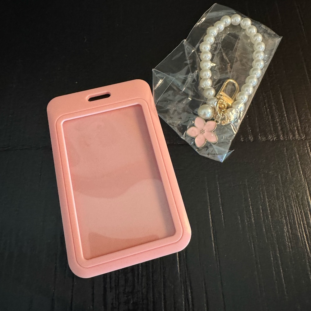 Lanyard card holder with pearl wristlet